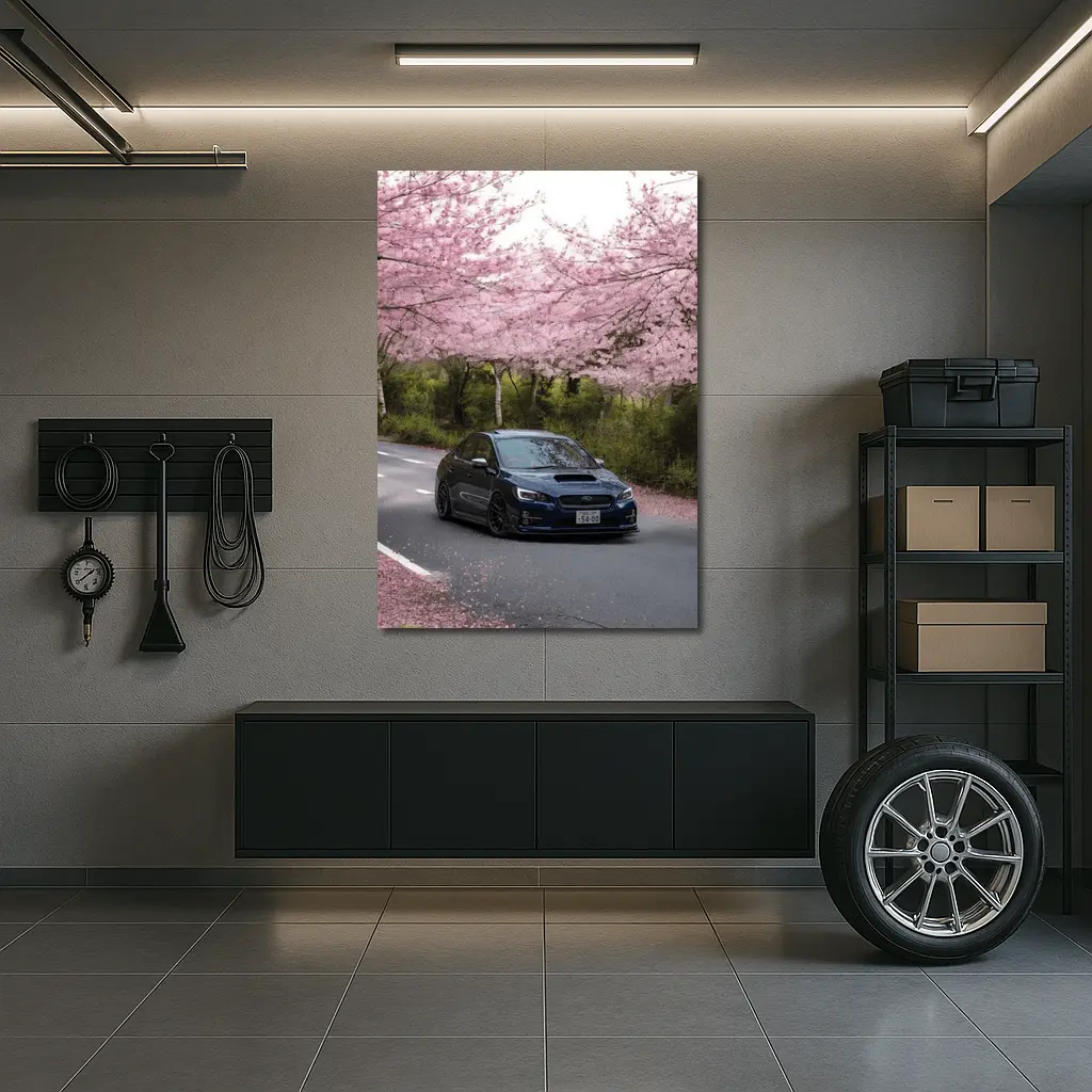 Subaru WRX STI Under Cherry Blossom Trees – Wall Art