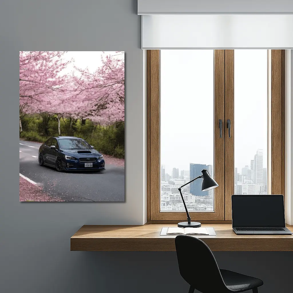 Subaru WRX STI Under Cherry Blossom Trees – Wall Art