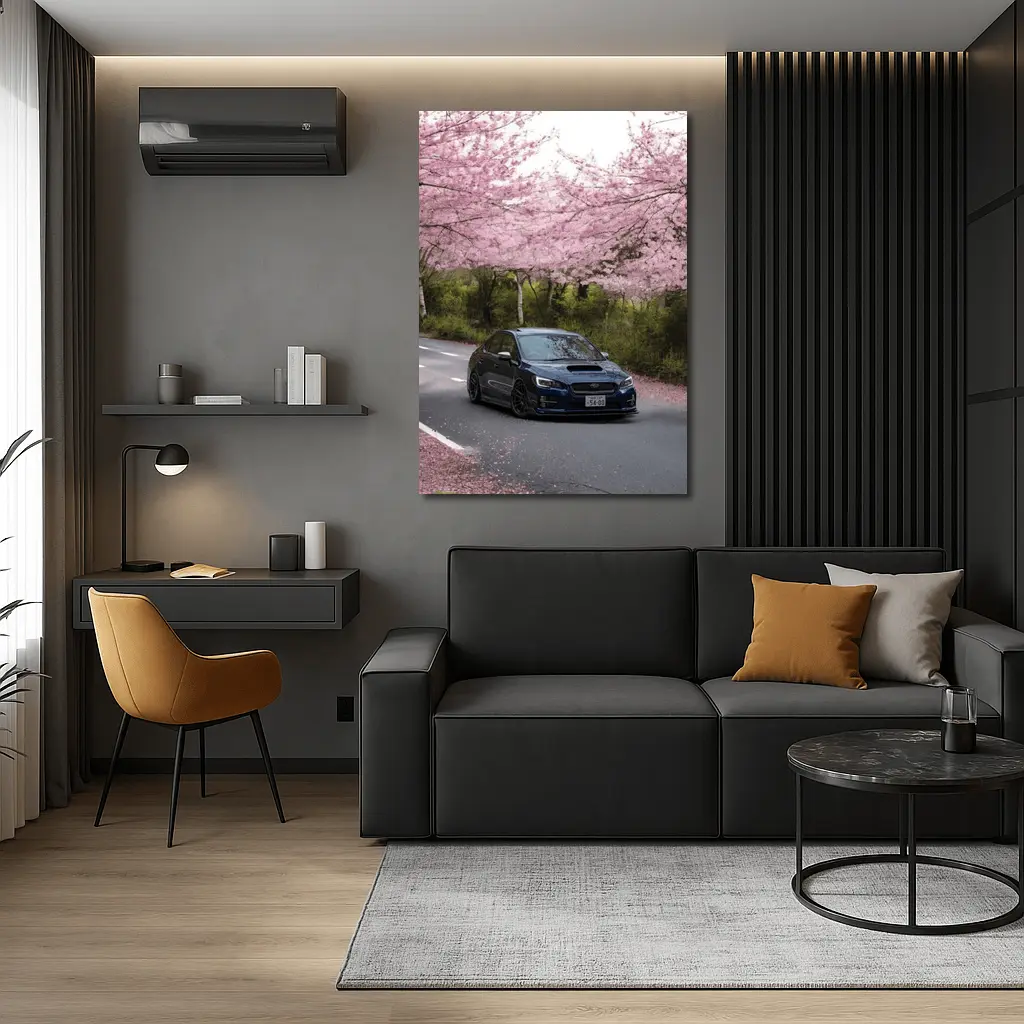 Subaru WRX STI Under Cherry Blossom Trees – Wall Art