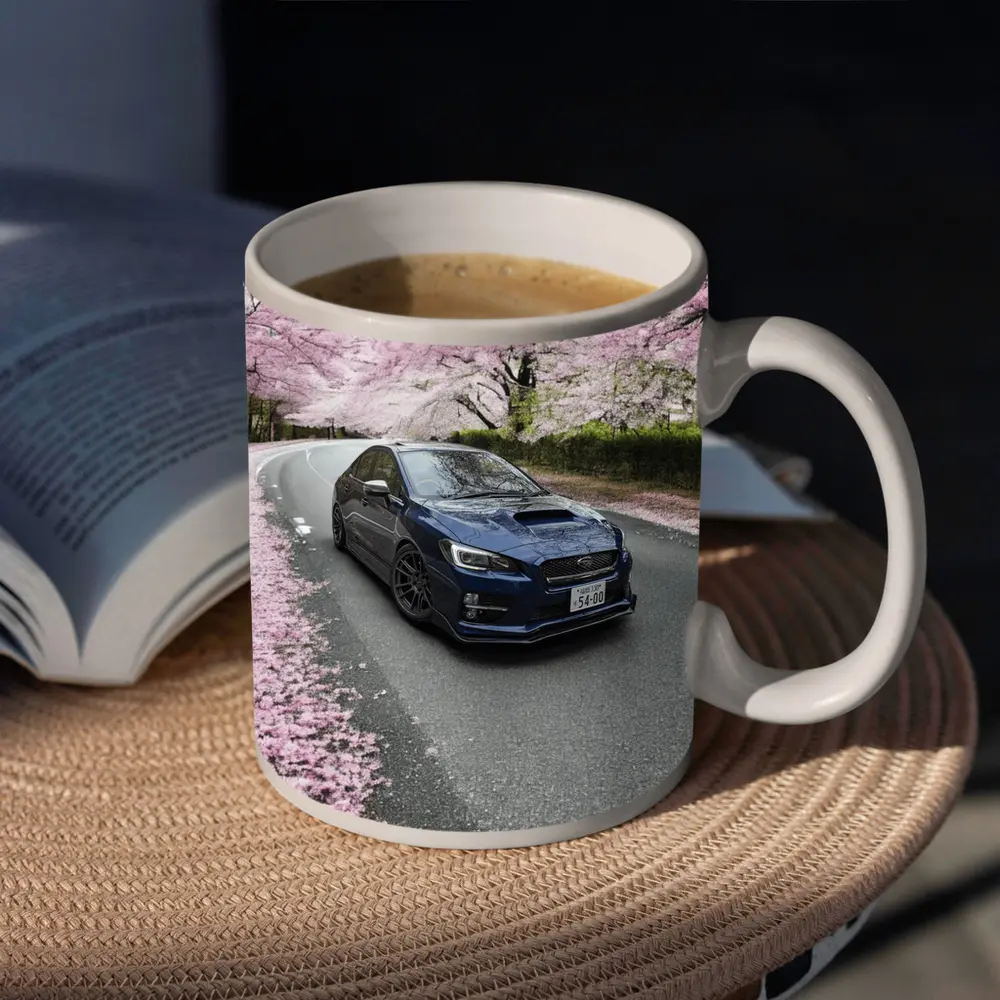 Subaru WRX Under Cherry Blossom Trees – Mugs