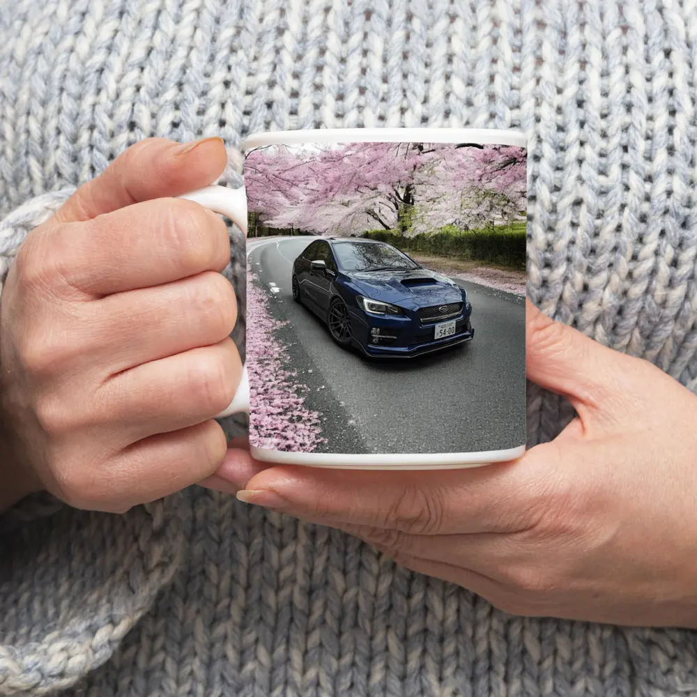 Subaru WRX Under Cherry Blossom Trees – Mugs