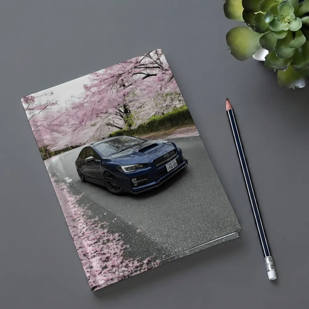 Subaru WRX Under Cherry Blossom Trees – Notebooks