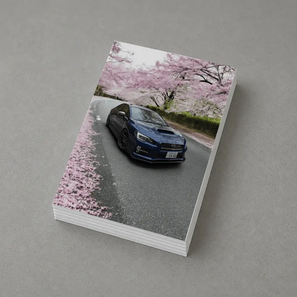 Subaru WRX Under Cherry Blossom Trees – Postcards