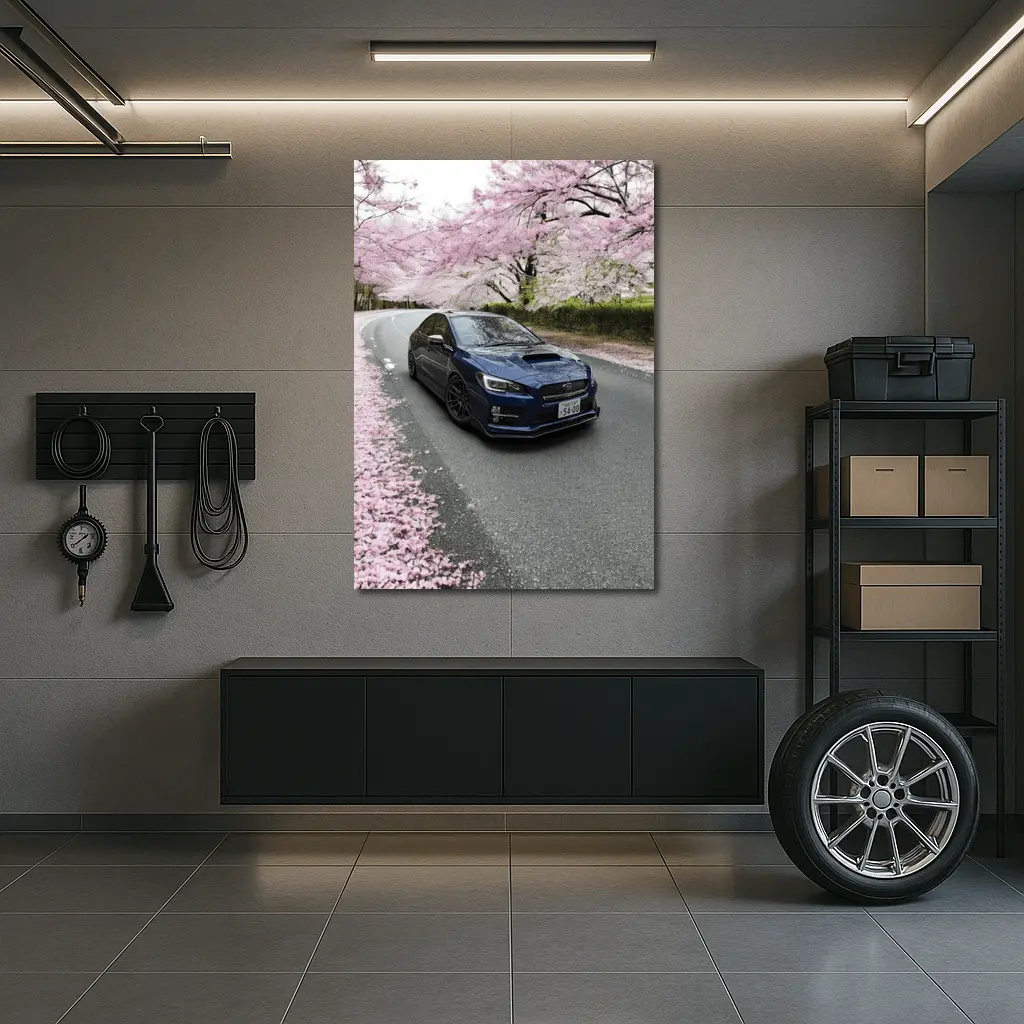Subaru WRX Under Cherry Blossom Trees – Wall Art