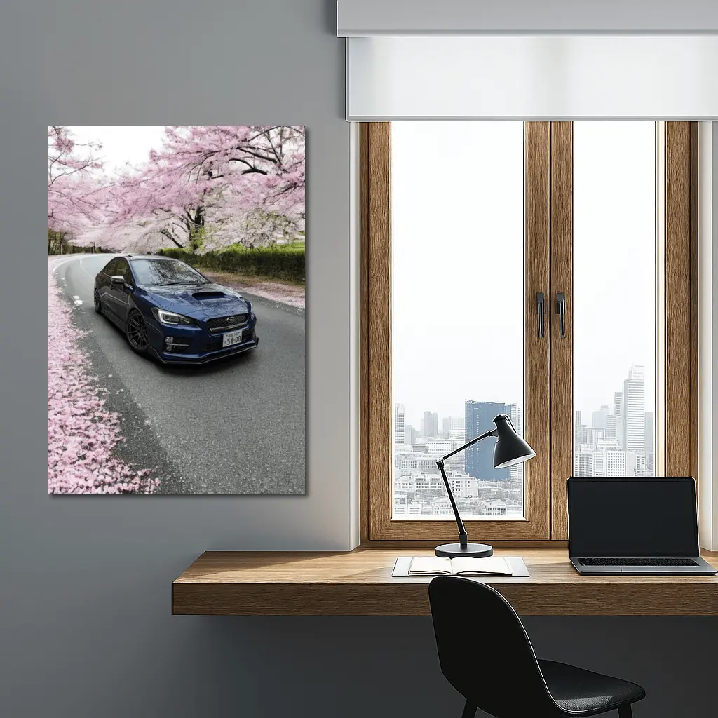Subaru WRX Under Cherry Blossom Trees – Wall Art