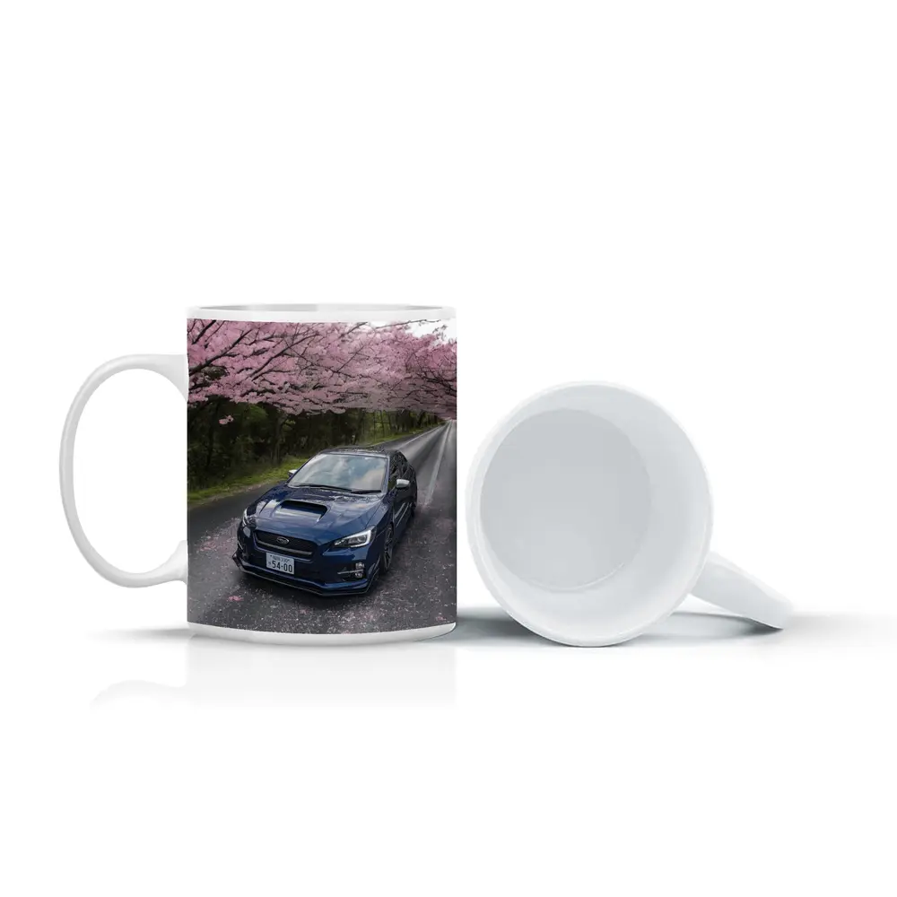 Subaru WRX Under Pink Cherry Blossom Road – Mugs