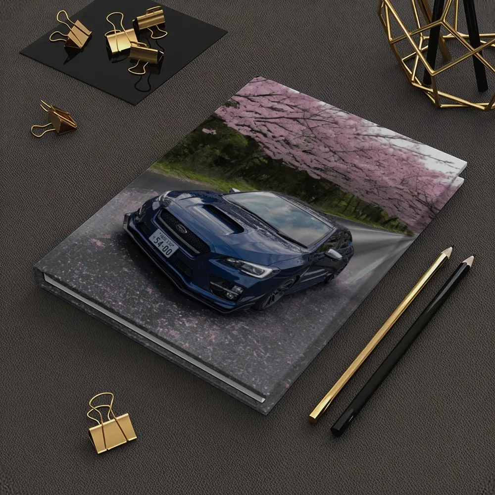 Subaru WRX Under Pink Cherry Blossom Road – Notebooks