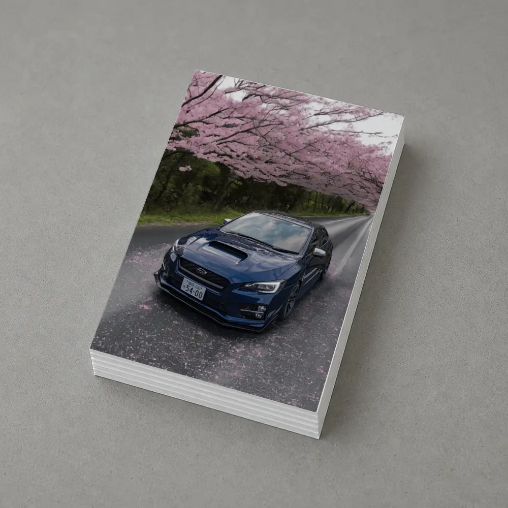 Subaru WRX Under Pink Cherry Blossom Road – Postcards