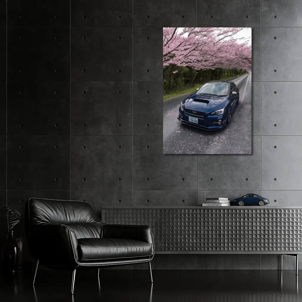 Subaru WRX Under Pink Cherry Blossom Road – Wall Art