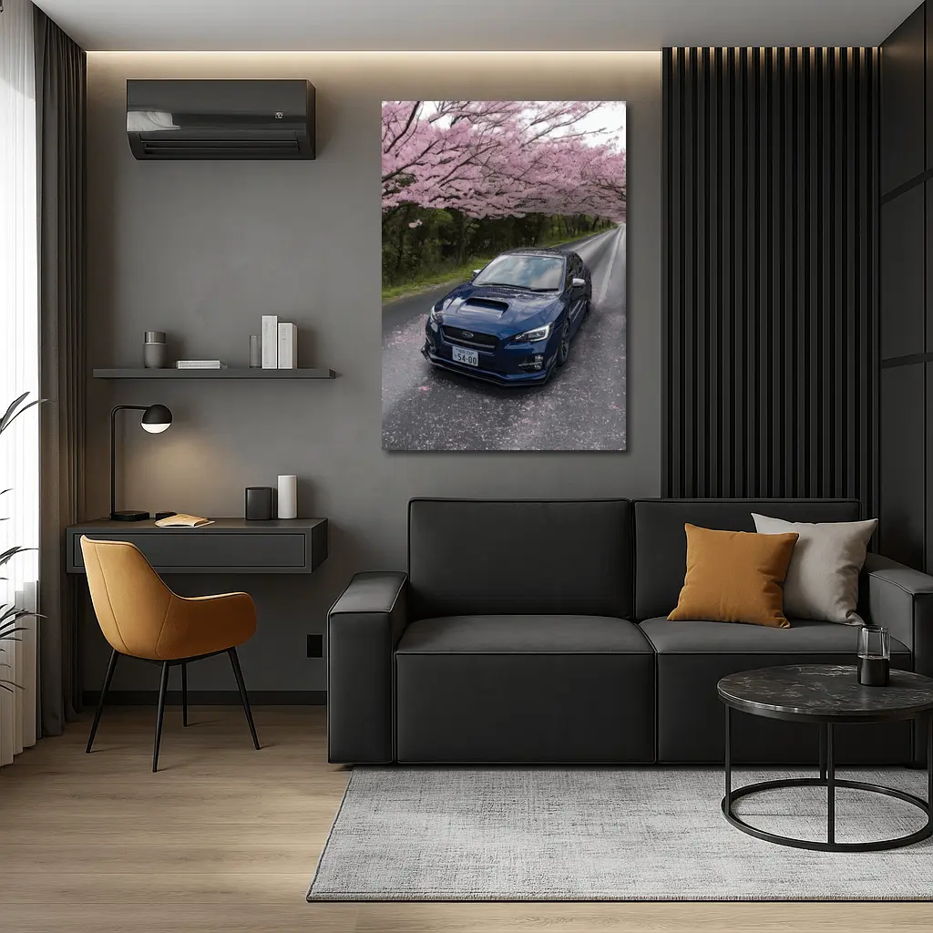 Subaru WRX Under Pink Cherry Blossom Road – Wall Art