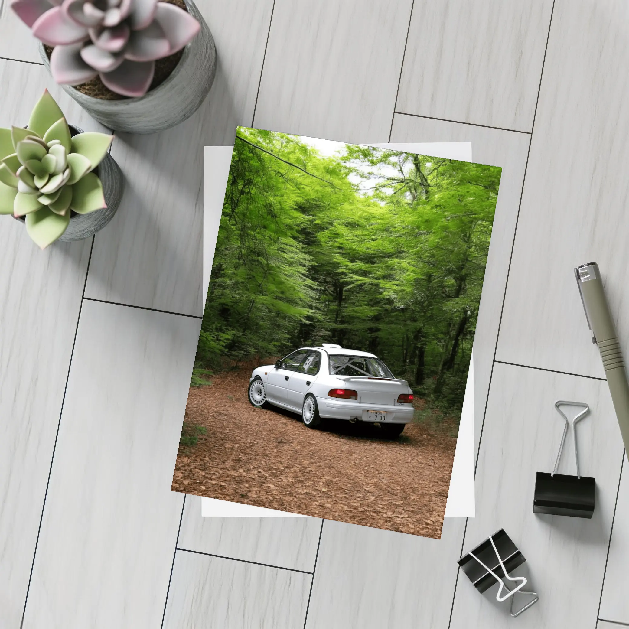 Subaru Impreza WRX White Forest Road – Postcards