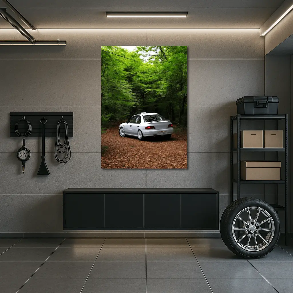 Subaru Impreza WRX White Forest Road – Wall Art
