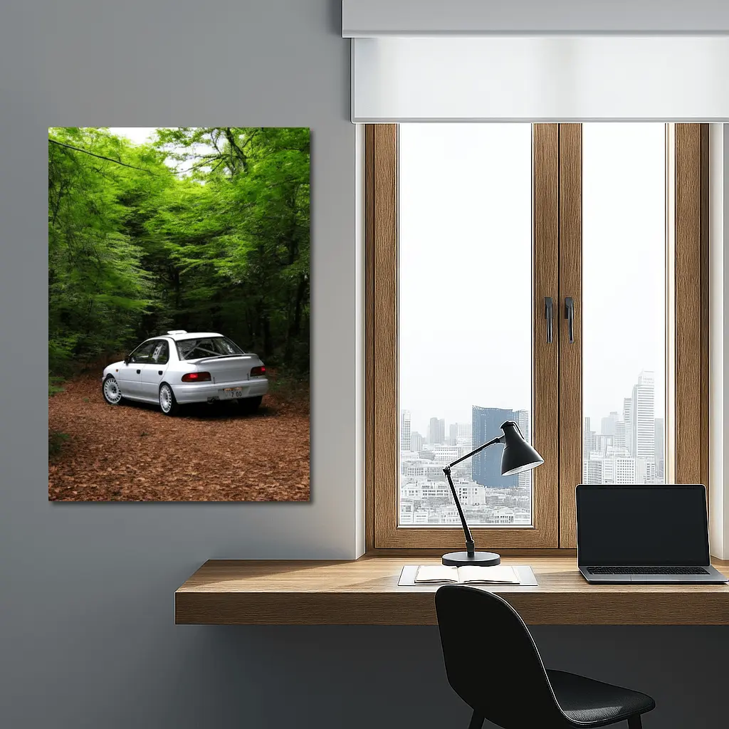 Subaru Impreza WRX White Forest Road – Wall Art