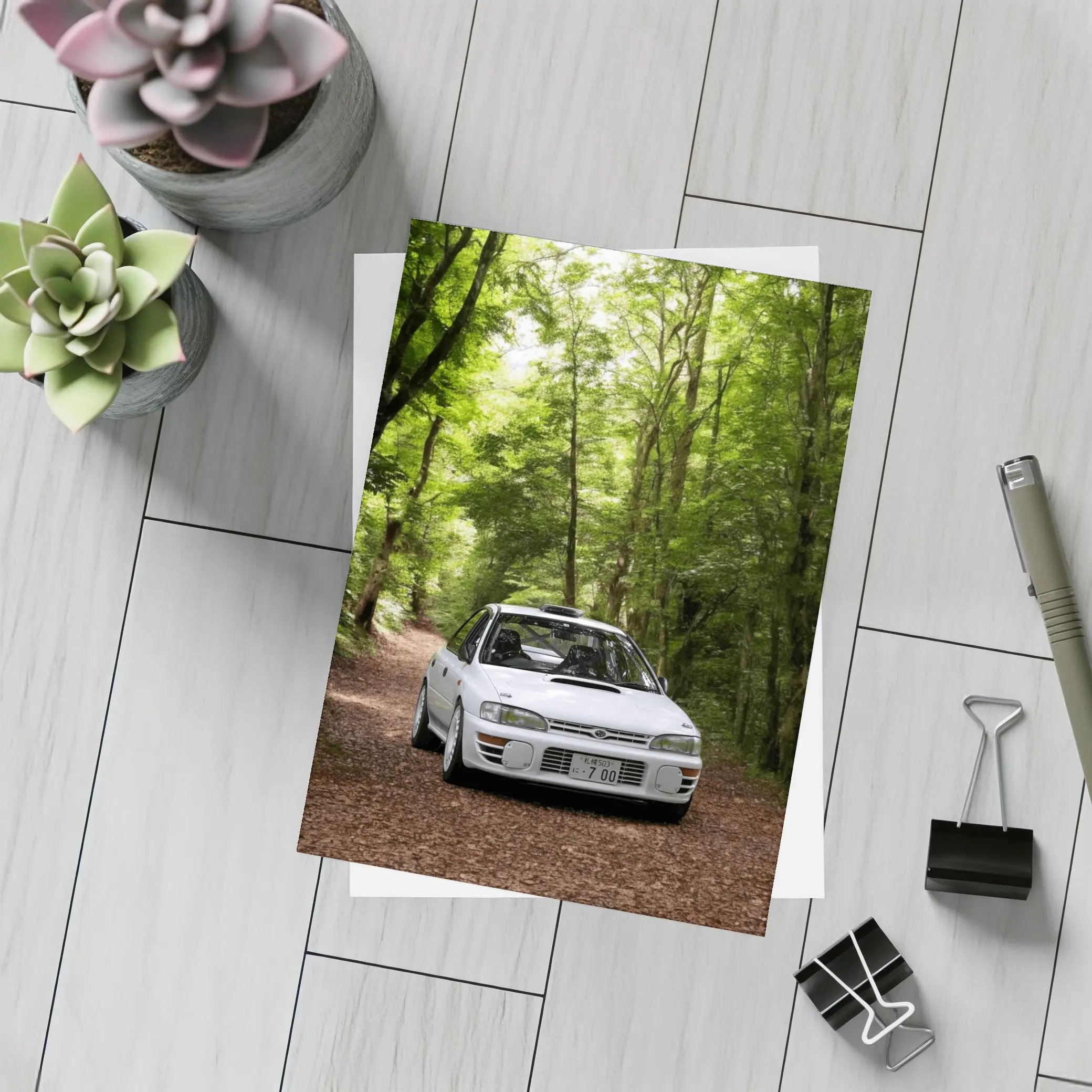 Subaru Impreza WRX White Forest Road – Postcards
