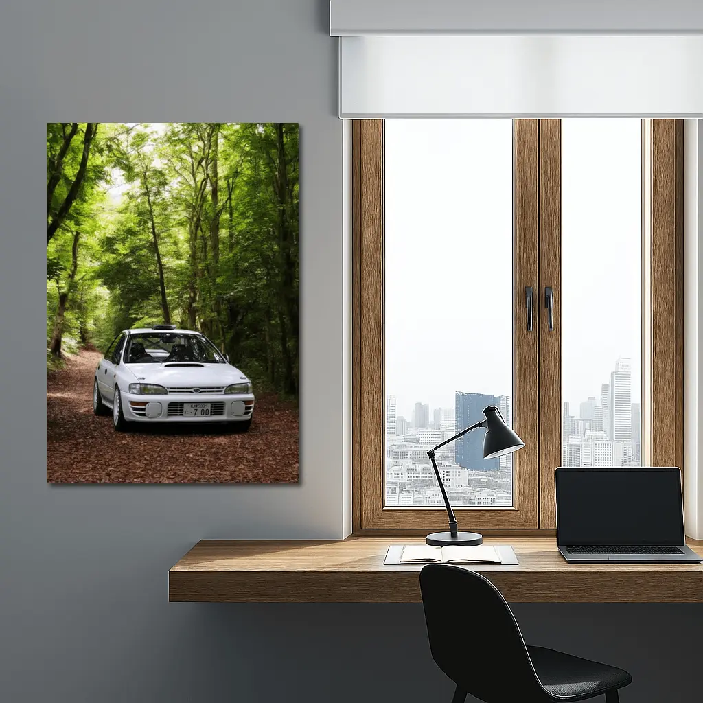 Subaru Impreza WRX White Forest Road – Wall Art