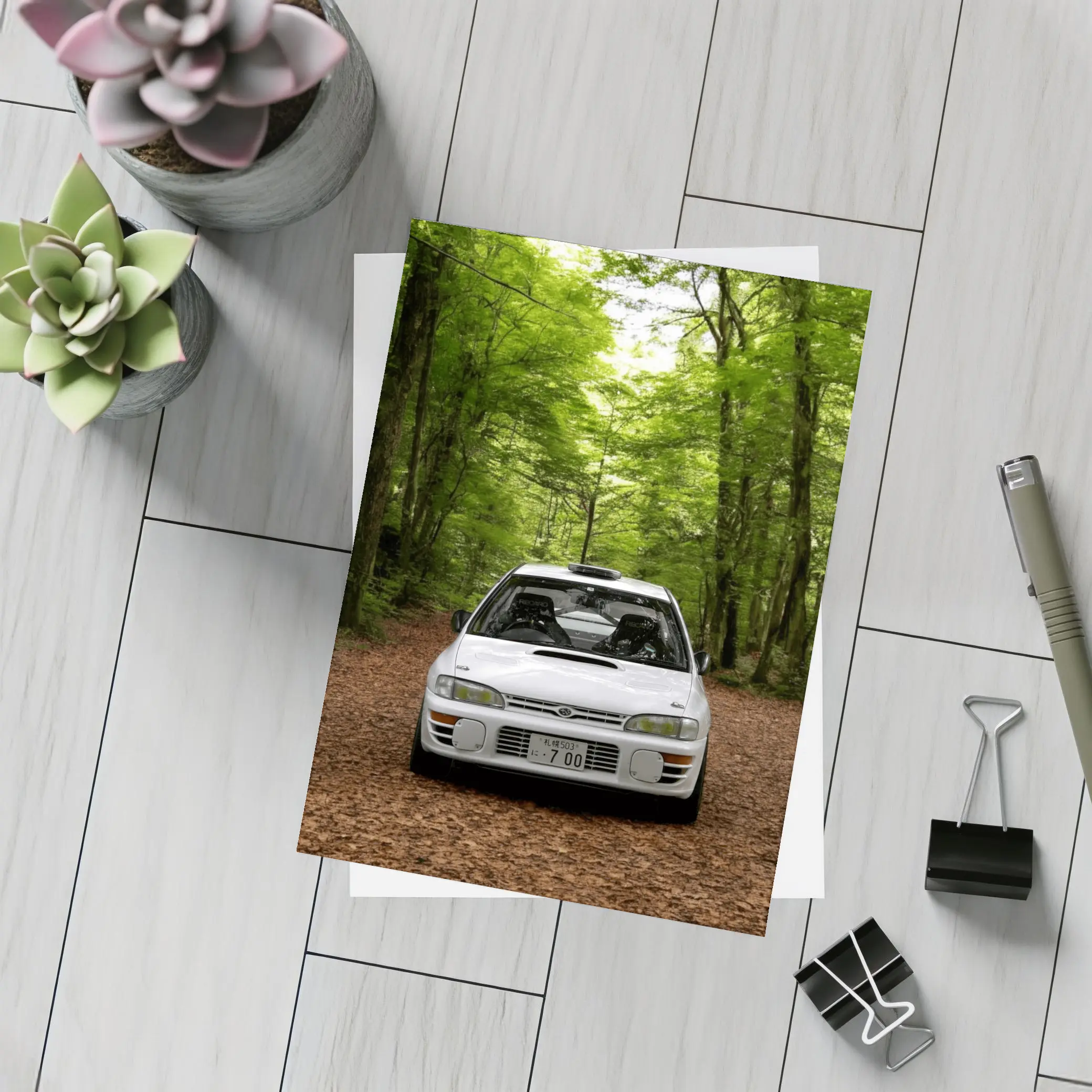 Subaru Impreza WRX White Forest Road – Postcards