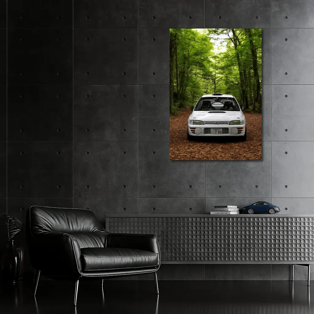 Subaru Impreza WRX White Forest Road – Wall Art