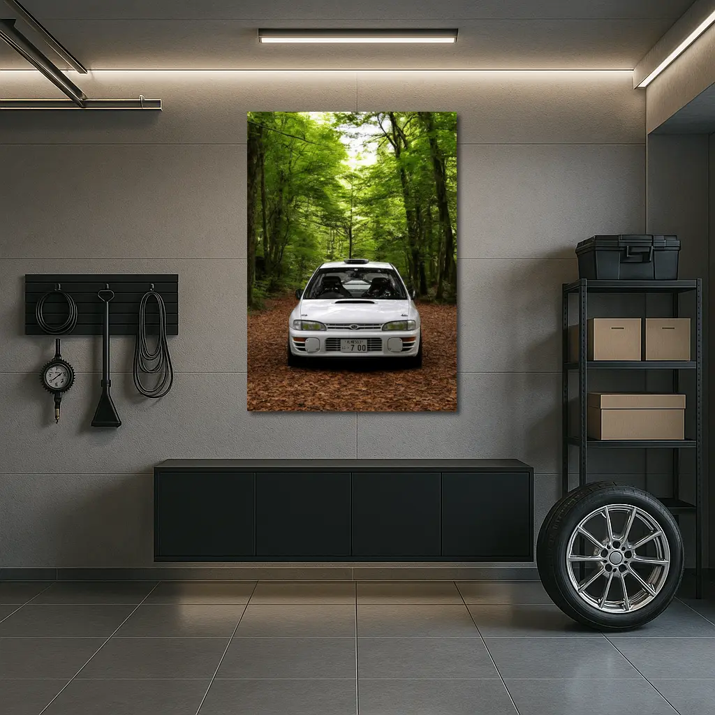 Subaru Impreza WRX White Forest Road – Wall Art