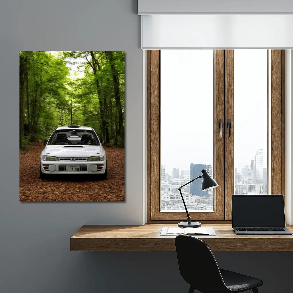 Subaru Impreza WRX White Forest Road – Wall Art
