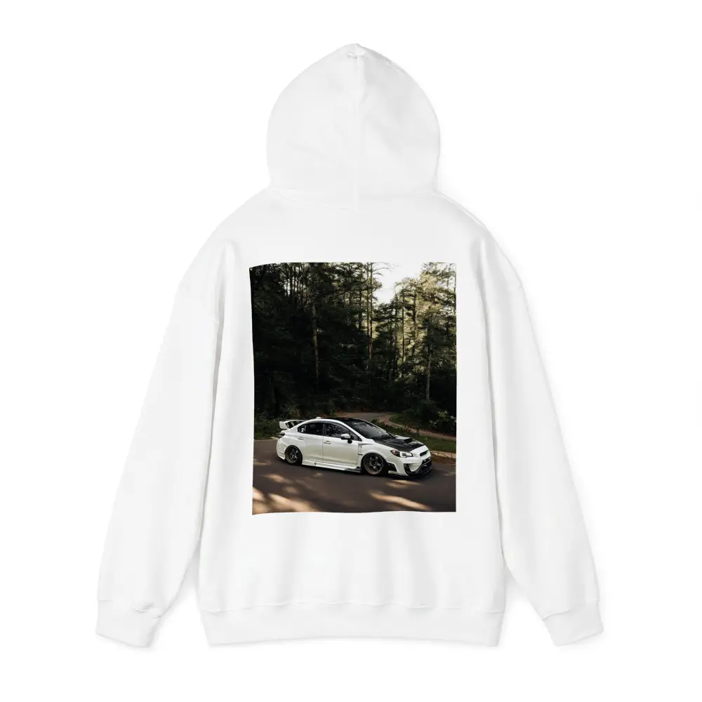 Subaru WRX White on Forest Road – Hoodies