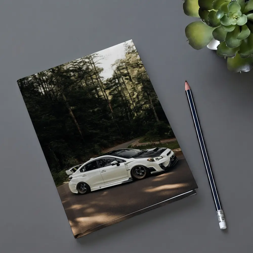 Subaru WRX White on Forest Road – Notebooks