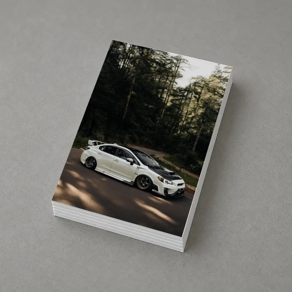 Subaru WRX White on Forest Road – Postcards
