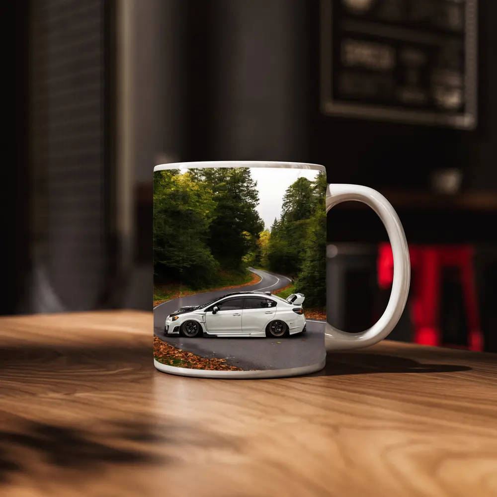 Subaru WRX STI White Winding Forest Road – Mugs