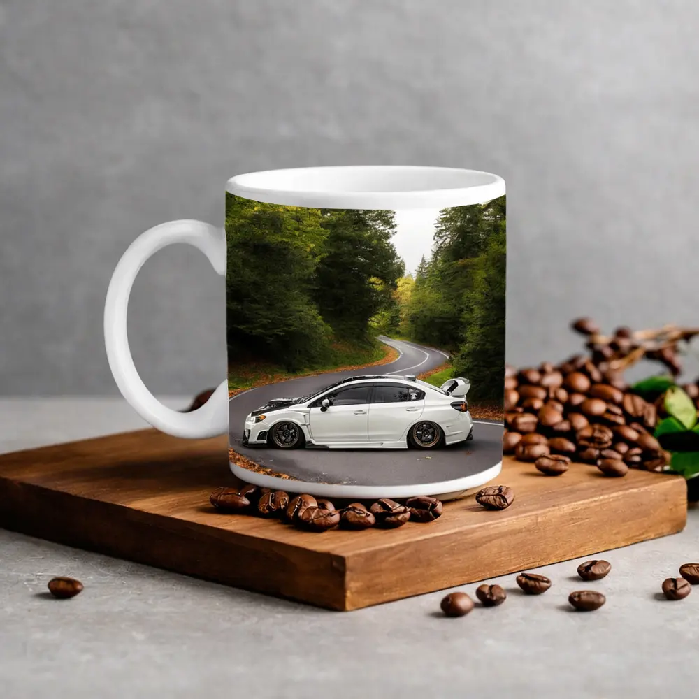 Subaru WRX STI White Winding Forest Road – Mugs