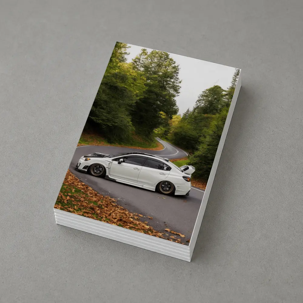 Subaru WRX STI White Winding Forest Road – Postcards