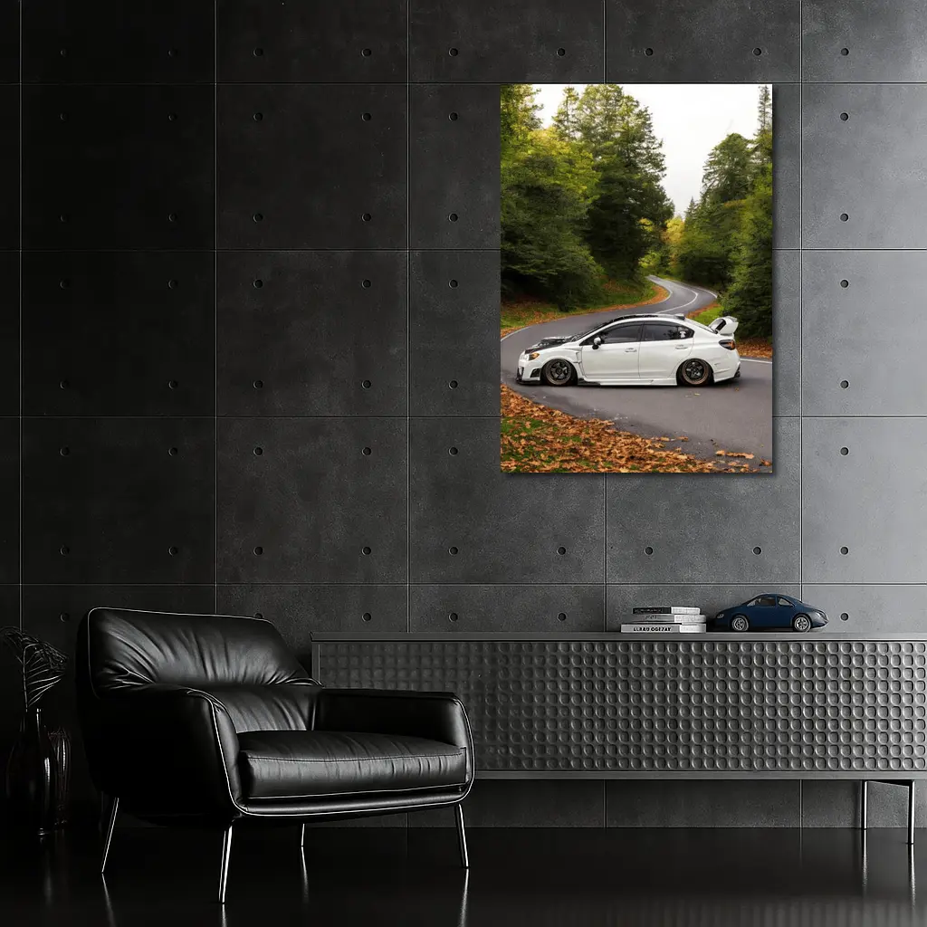 Subaru WRX STI White Winding Forest Road – Wall Art