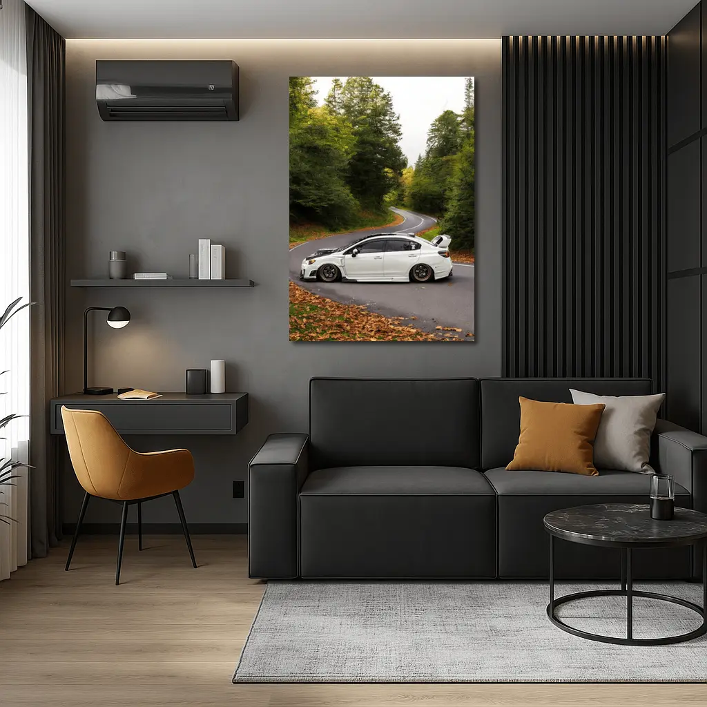 Subaru WRX STI White Winding Forest Road – Wall Art