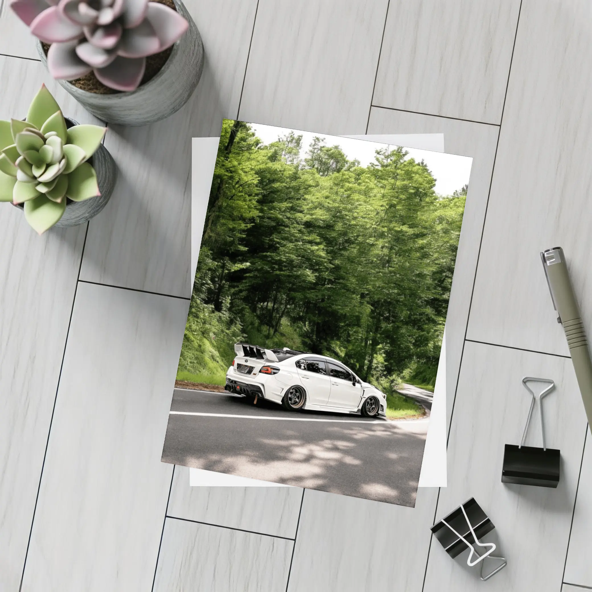 Subaru WRX STI White Forest Road Drive – Postcards