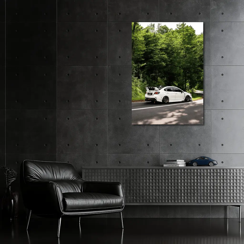 Subaru WRX STI White Forest Road Drive – Wall Art