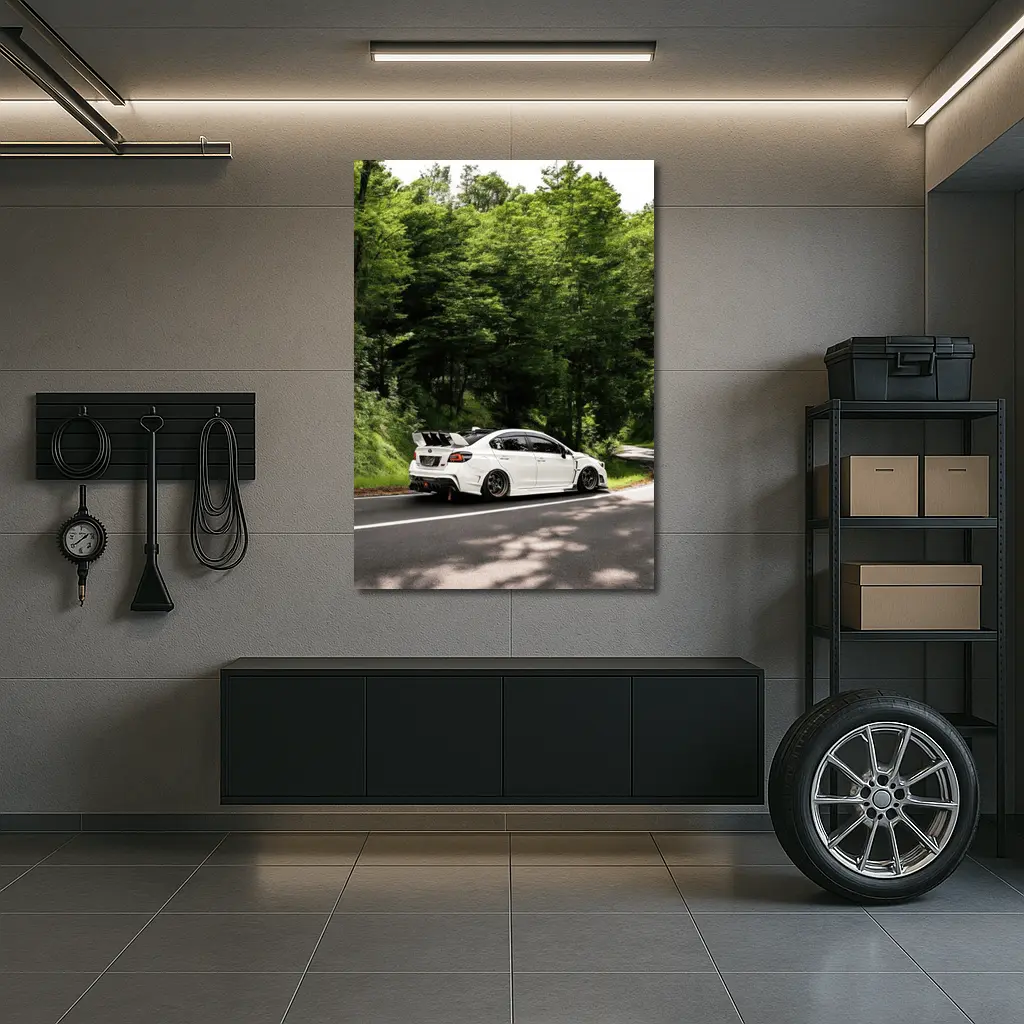 Subaru WRX STI White Forest Road Drive – Wall Art