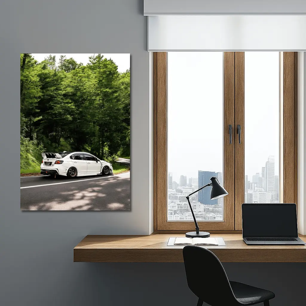 Subaru WRX STI White Forest Road Drive – Wall Art