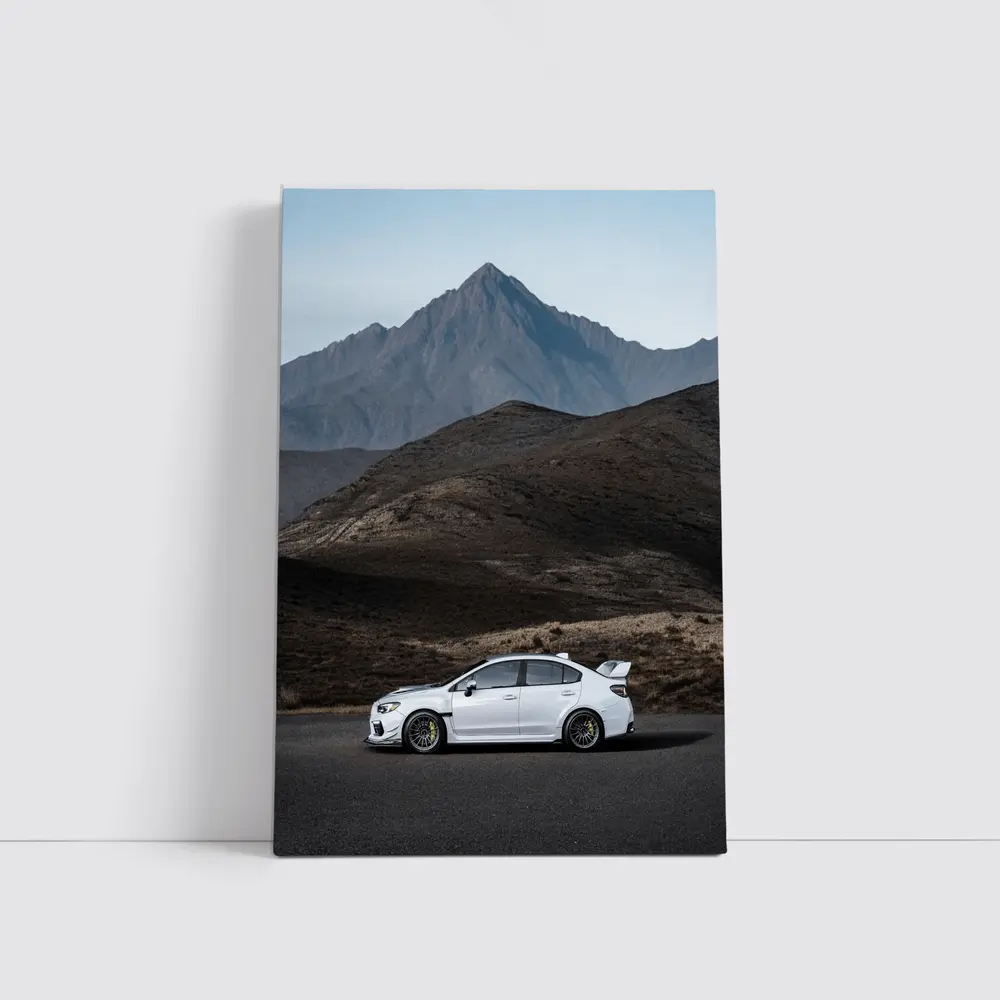 Subaru WRX STI White Mountain Road Shot – Wall Art