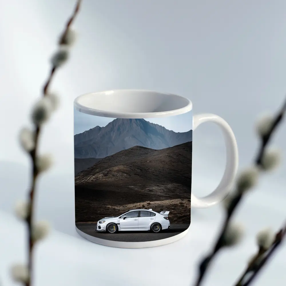 Subaru WRX STI White Mountain Road Shot – Mugs