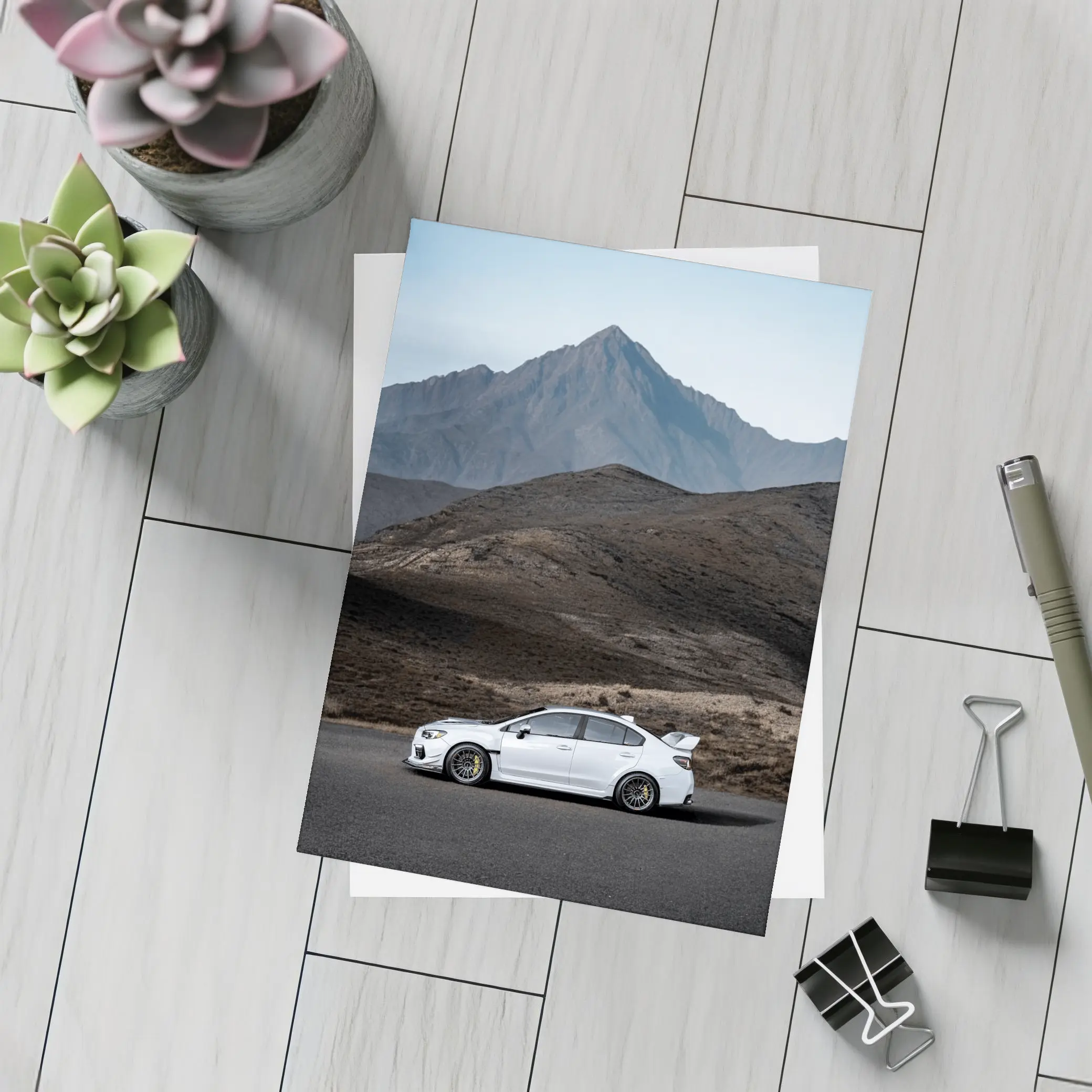 Subaru WRX STI White Mountain Road Shot – Postcards
