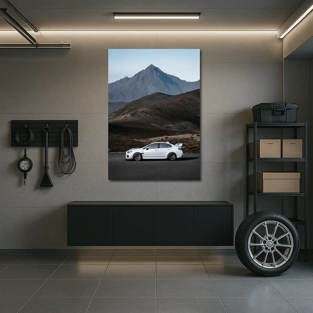 Subaru WRX STI White Mountain Road Shot – Wall Art