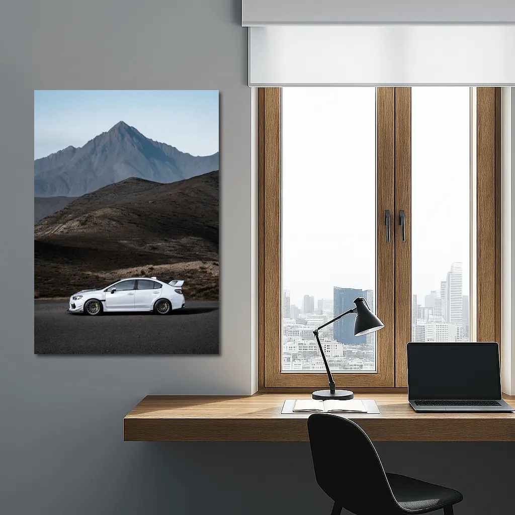 Subaru WRX STI White Mountain Road Shot – Wall Art