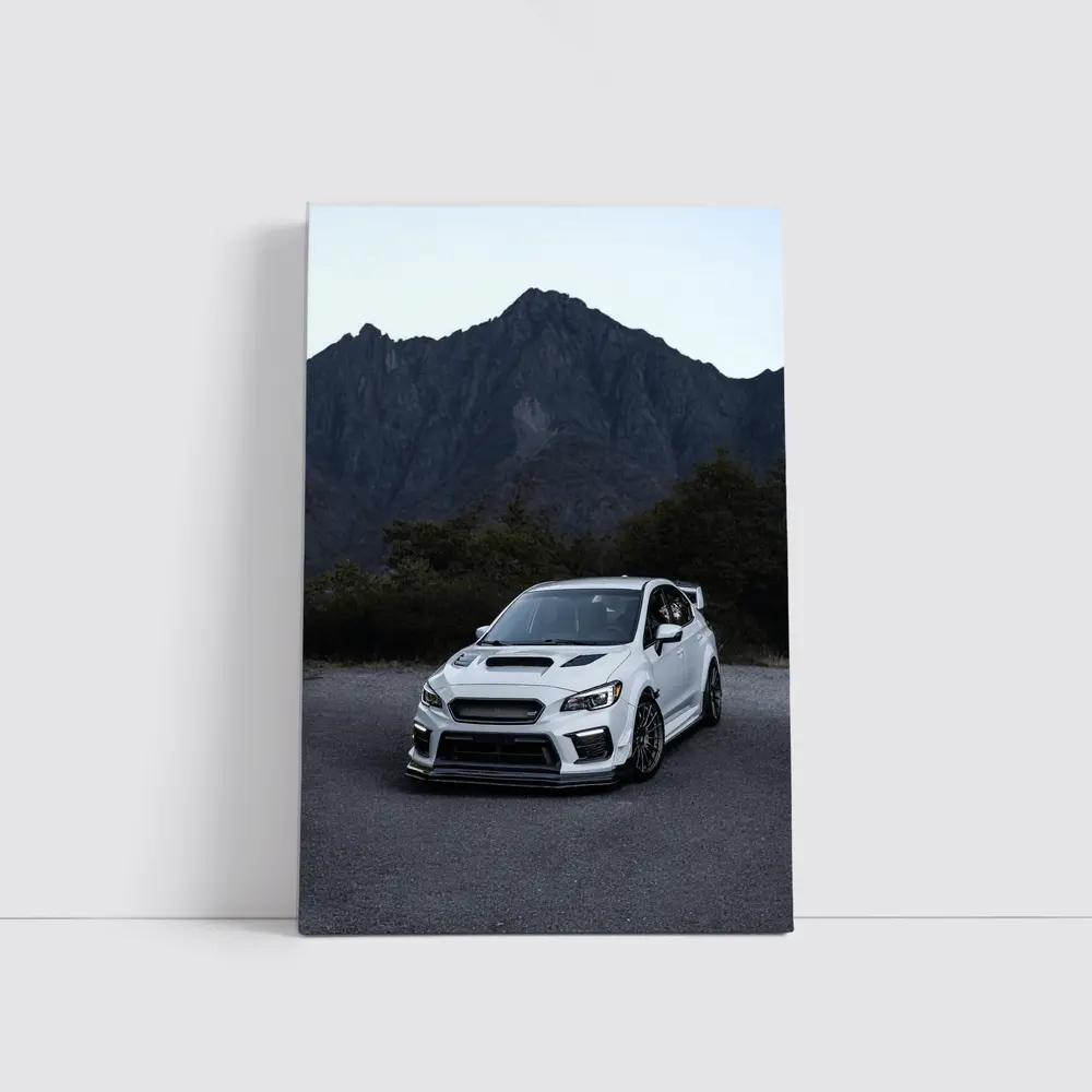 Subaru WRX STI White Mountain Road Scene – Wall Art