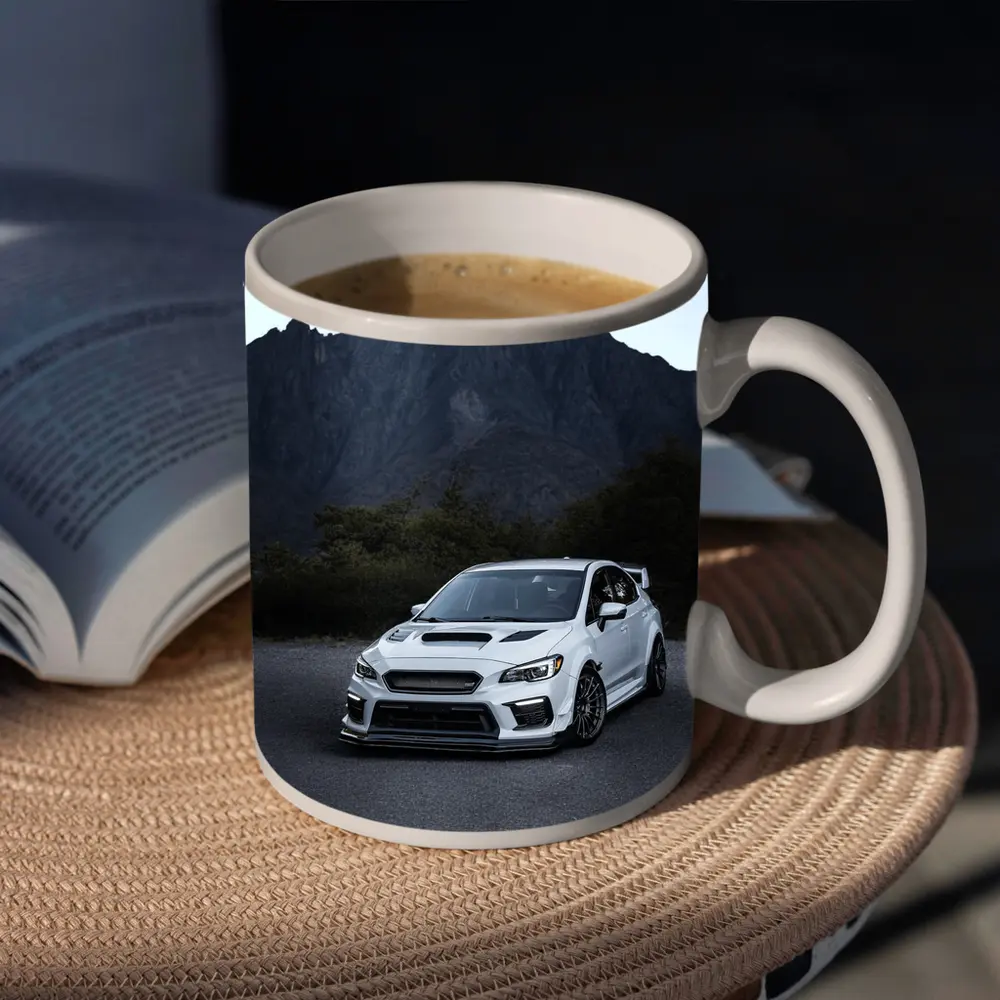 Subaru WRX STI White Mountain Road Scene – Mugs