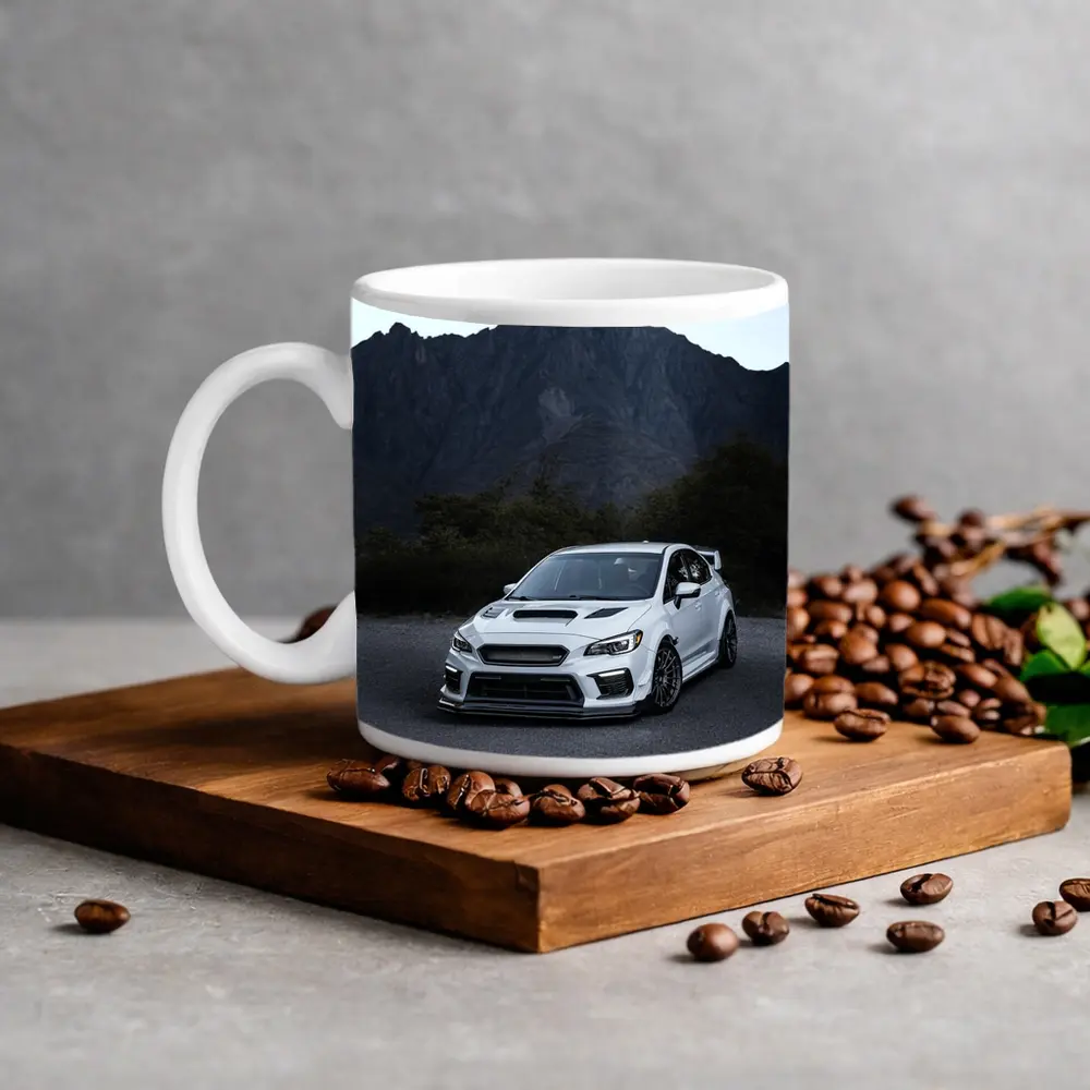 Subaru WRX STI White Mountain Road Scene – Mugs