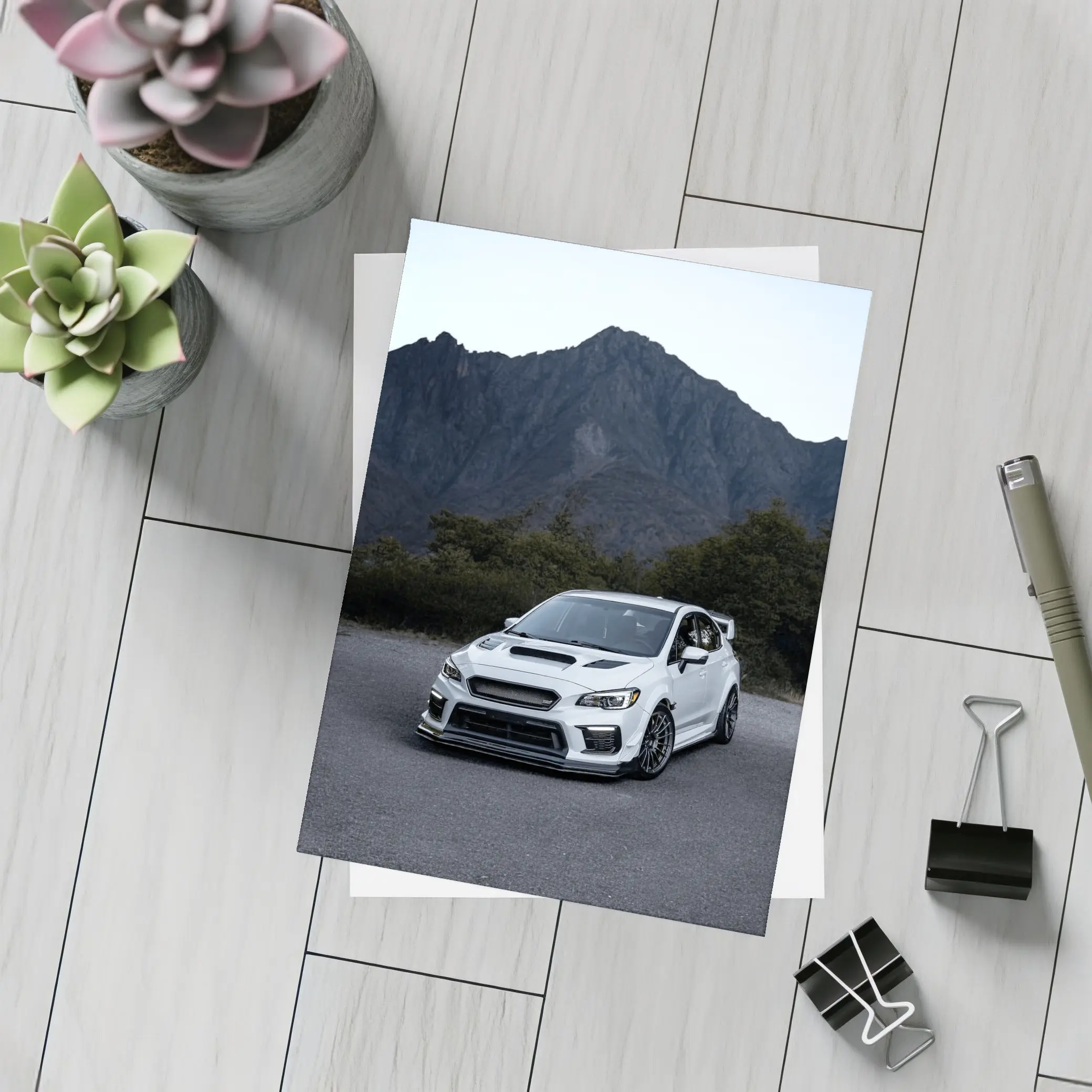 Subaru WRX STI White Mountain Road Scene – Postcards