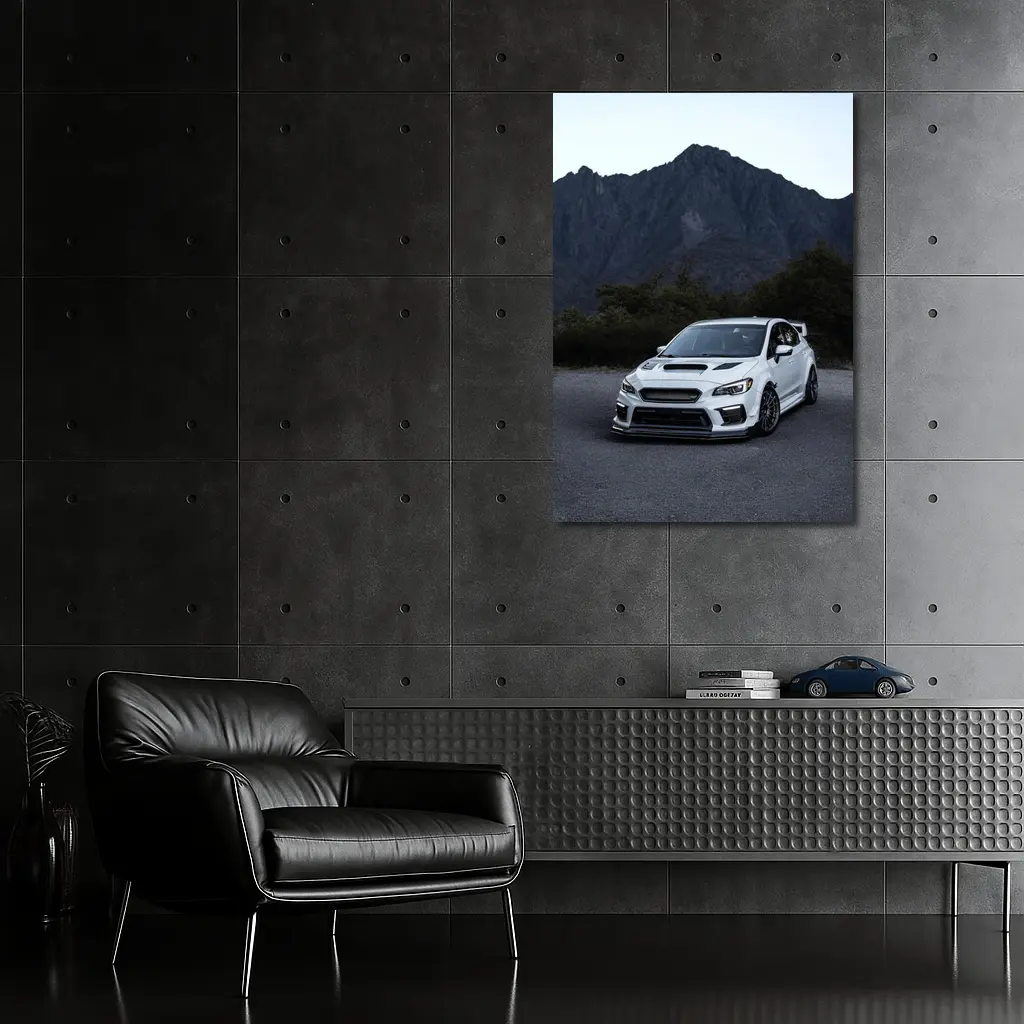 Subaru WRX STI White Mountain Road Scene – Wall Art