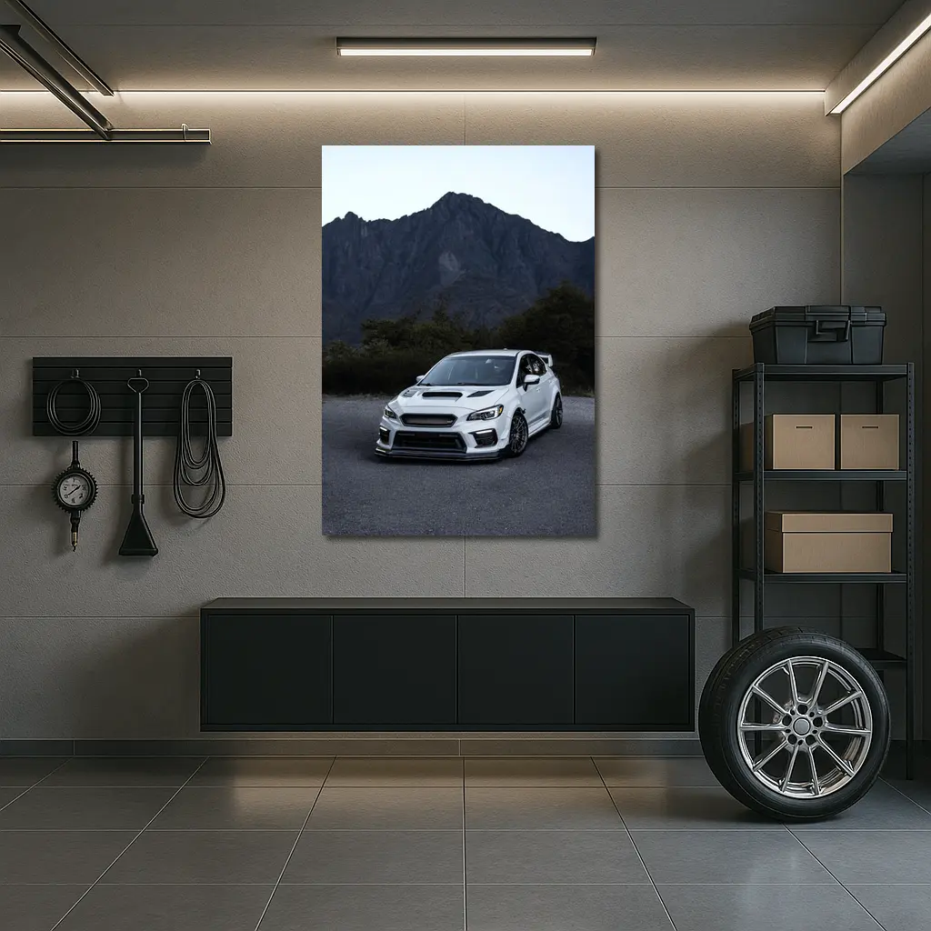 Subaru WRX STI White Mountain Road Scene – Wall Art