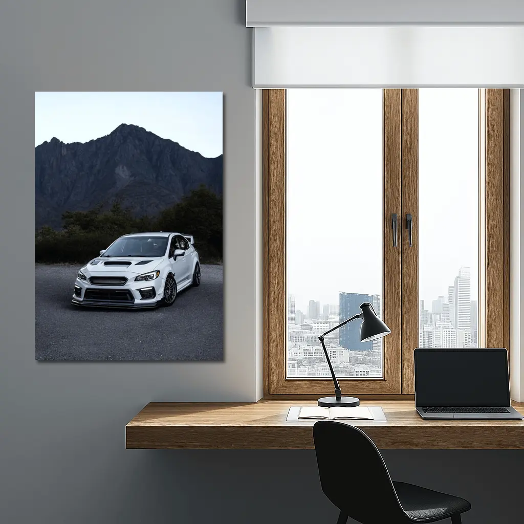 Subaru WRX STI White Mountain Road Scene – Wall Art