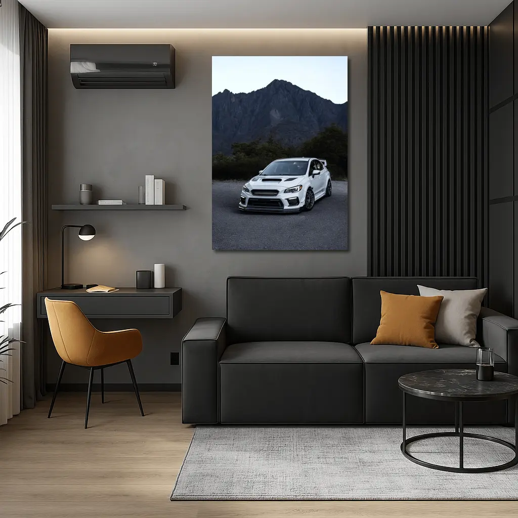 Subaru WRX STI White Mountain Road Scene – Wall Art