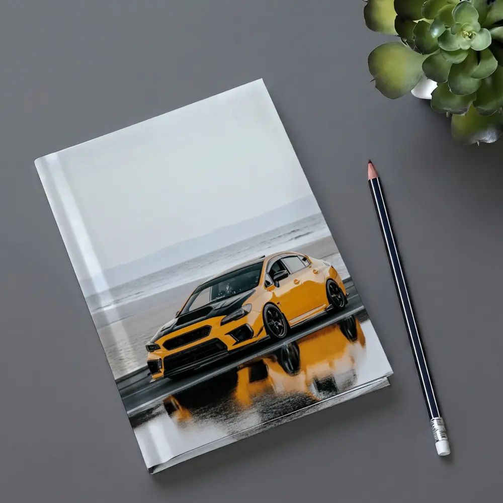 Subaru WRX Yellow Stance Wet Coastal Road – Notebooks