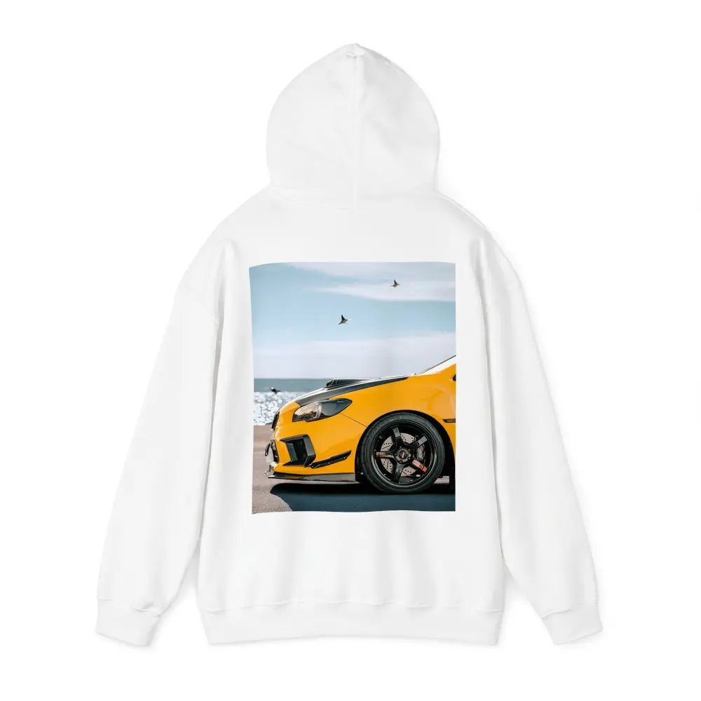 Yellow Subaru WRX STI Coastal Scene – Hoodies